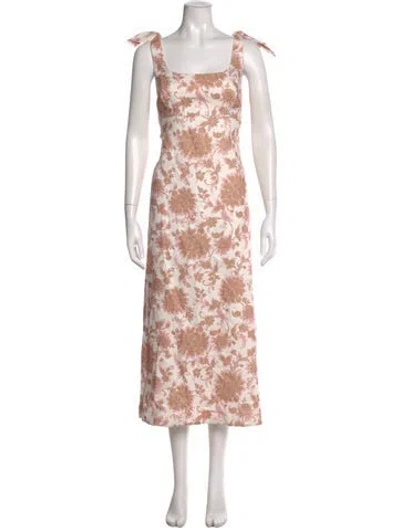 Pre-owned Zimmermann Linen Midi Length Dress In Neutral