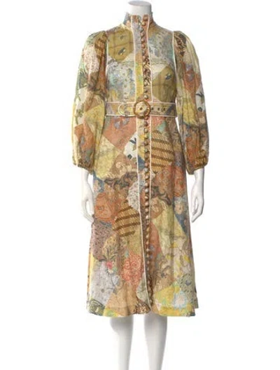Pre-owned Zimmermann Linen Midi Length Dress In Neutral
