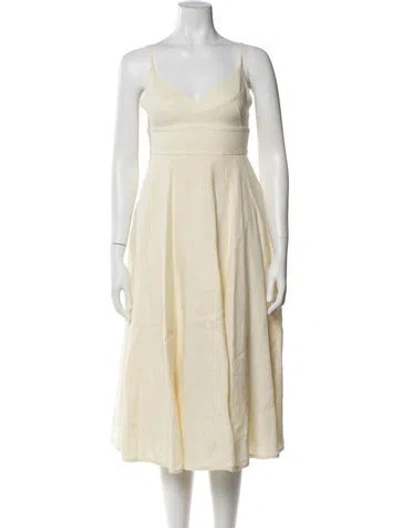 Pre-owned Zimmermann Linen Midi Length Dress In Neutral