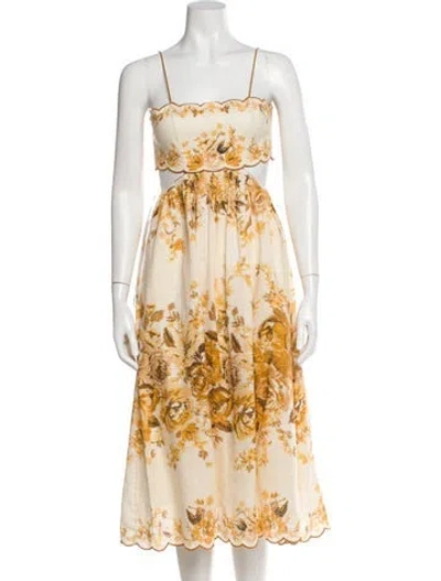 Pre-owned Zimmermann Linen Midi Length Dress In Neutral