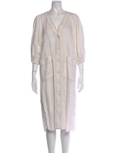 Pre-owned Zimmermann Linen Midi Length Dress In Neutral