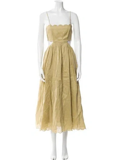 Pre-owned Zimmermann Linen Midi Length Dress In Neutral