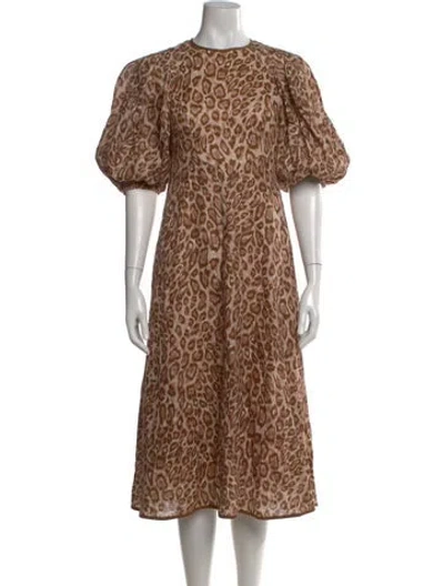 Pre-owned Zimmermann Linen Midi Length Dress In Neutral