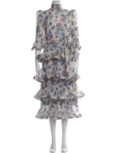 Pre-owned Zimmermann Linen Midi Length Dress In Neutral