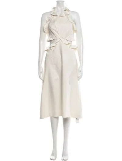 Pre-owned Zimmermann Linen Midi Length Dress In Neutral