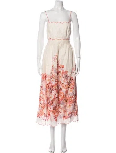 Pre-owned Zimmermann Linen Midi Length Dress In Neutral