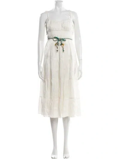 Pre-owned Zimmermann Linen Midi Length Dress In Neutral