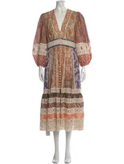 Pre-owned Zimmermann Linen Midi Length Dress In Neutral