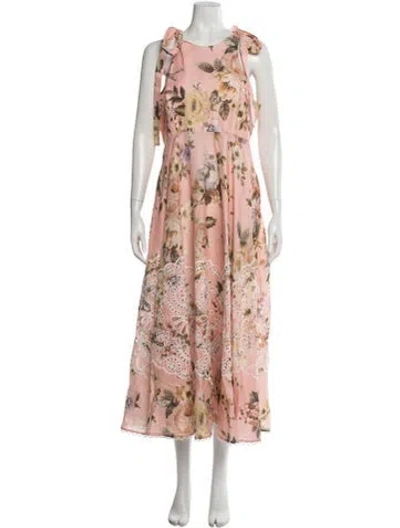 Pre-owned Zimmermann Linen Midi Length Dress In Neutral