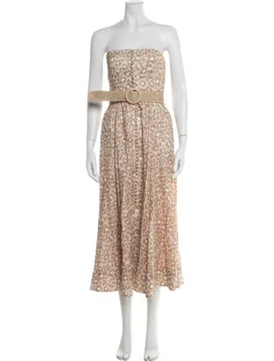 Pre-owned Zimmermann Linen Midi Length Dress In Neutral