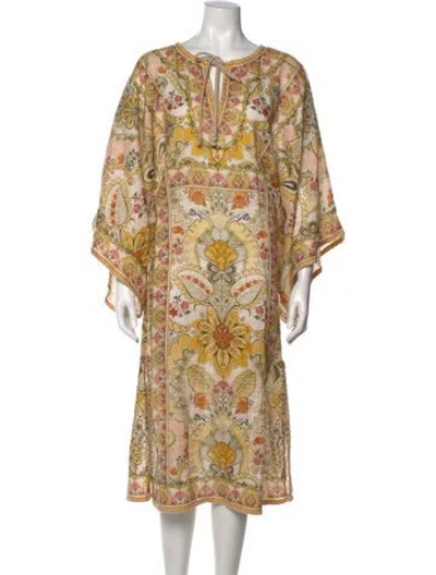 Pre-owned Zimmermann Linen Midi Length Dress In Neutral