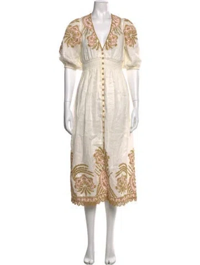 Pre-owned Zimmermann Linen Midi Length Dress In Neutral