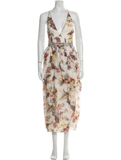 Pre-owned Zimmermann Linen Midi Length Dress In Neutral