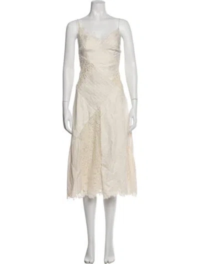 Pre-owned Zimmermann Linen Midi Length Dress In Neutral