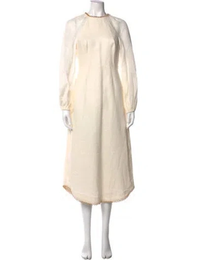 Pre-owned Zimmermann Linen Midi Length Dress In Neutral