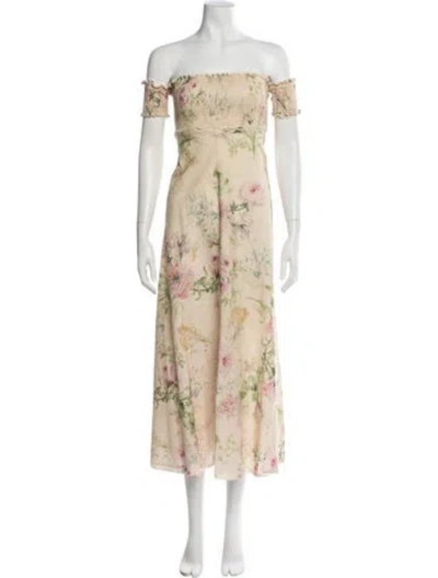 Pre-owned Zimmermann Linen Midi Length Dress In Neutral