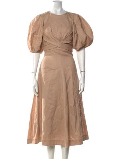 Pre-owned Zimmermann Linen Midi Length Dress In Neutral