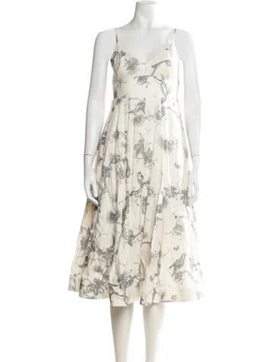 Pre-owned Zimmermann Linen Midi Length Dress In Neutral