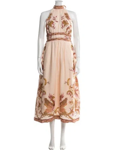 Pre-owned Zimmermann Linen Midi Length Dress In Neutral