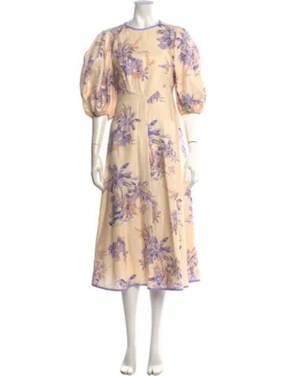 Pre-owned Zimmermann Linen Midi Length Dress In Neutral