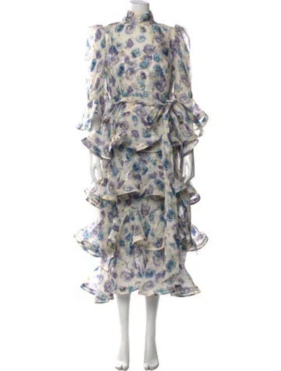 Pre-owned Zimmermann Linen Midi Length Dress In Neutral