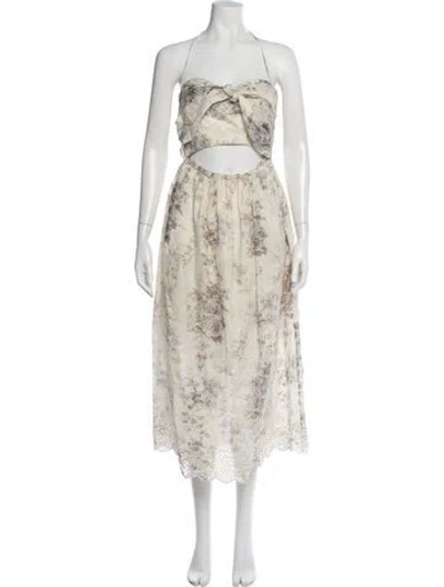 Pre-owned Zimmermann Linen Midi Length Dress In Neutral