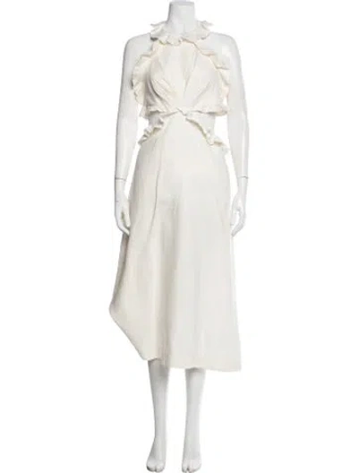 Pre-owned Zimmermann Linen Midi Length Dress In Neutral