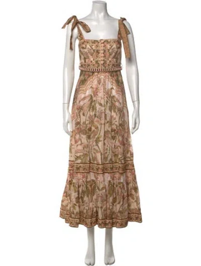 Pre-owned Zimmermann Linen Midi Length Dress In Neutral