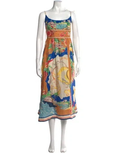 Pre-owned Zimmermann Linen Midi Length Dress In Neutral