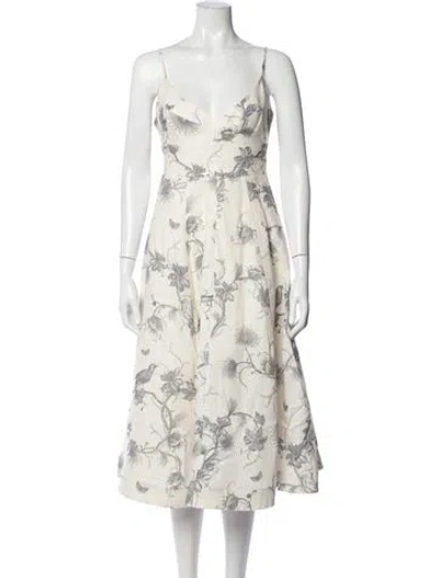 Pre-owned Zimmermann Linen Midi Length Dress In Neutrals