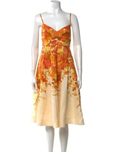 Pre-owned Zimmermann Linen Midi Length Dress In Neutrals