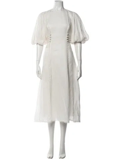 Pre-owned Zimmermann Linen Midi Length Dress In Neutrals