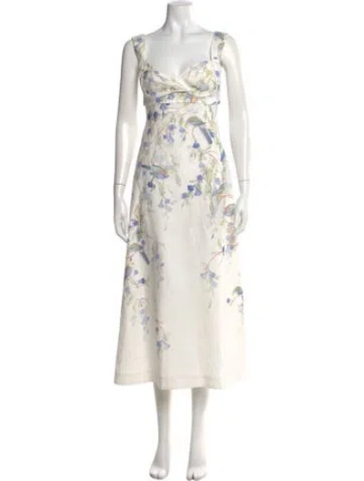 Pre-owned Zimmermann Linen Midi Length Dress In Neutrals