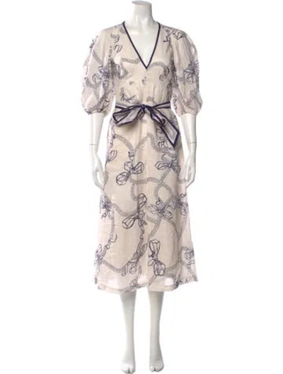 Pre-owned Zimmermann Linen Midi Length Dress In Neutrals