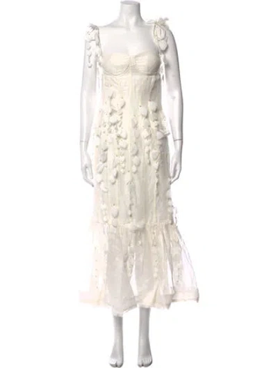 Pre-owned Zimmermann Linen Midi Length Dress In Neutrals