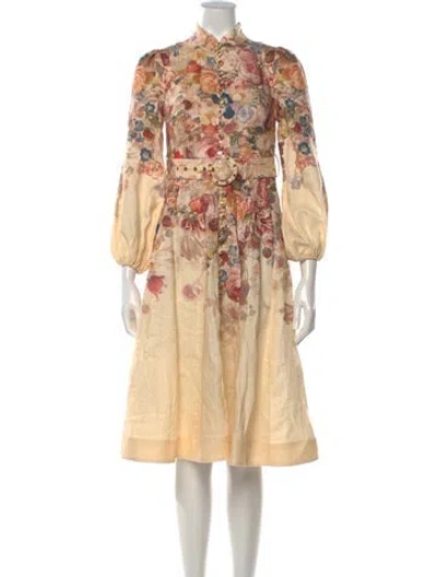 Pre-owned Zimmermann Linen Midi Length Dress In Neutrals