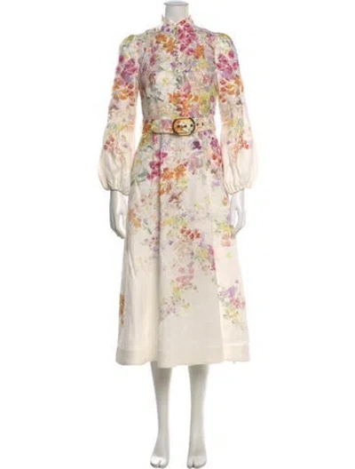 Pre-owned Zimmermann Linen Midi Length Dress In Neutrals