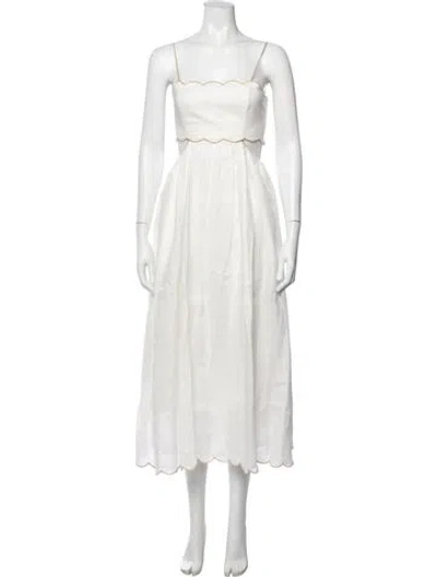 Pre-owned Zimmermann Linen Midi Length Dress In Neutrals
