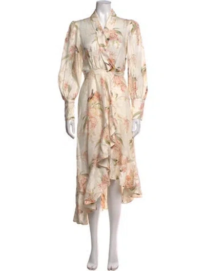 Pre-owned Zimmermann Linen Midi Length Dress In Neutrals