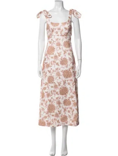Pre-owned Zimmermann Linen Midi Length Dress In Neutrals