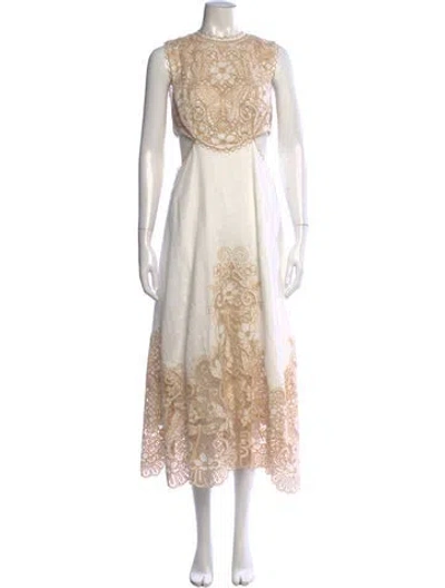 Pre-owned Zimmermann Linen Midi Length Dress In Neutrals