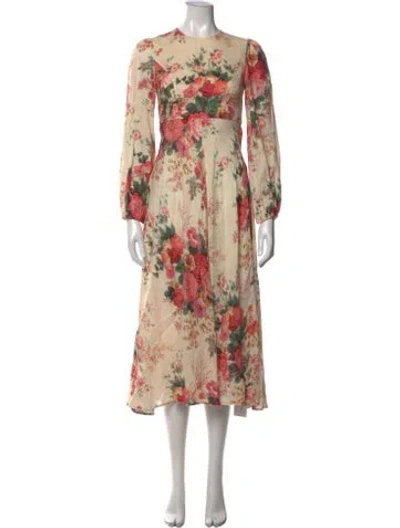 Pre-owned Zimmermann Linen Midi Length Dress In Neutrals