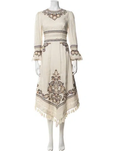 Pre-owned Zimmermann Linen Midi Length Dress In Neutrals