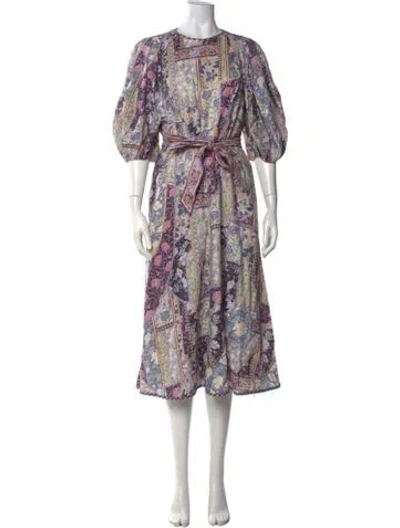 Pre-owned Zimmermann Linen Midi Length Dress In Neutrals