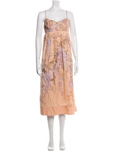 Pre-owned Zimmermann Linen Midi Length Dress In Neutrals