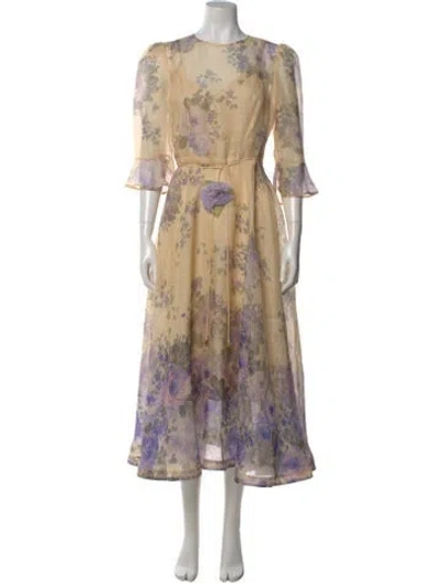 Pre-owned Zimmermann Linen Midi Length Dress In Neutrals