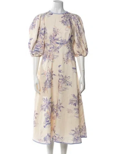 Pre-owned Zimmermann Linen Midi Length Dress In Neutrals