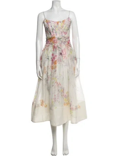 Pre-owned Zimmermann Linen Midi Length Dress In Neutrals