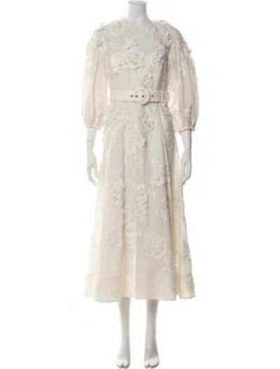 Pre-owned Zimmermann Linen Midi Length Dress In Neutrals