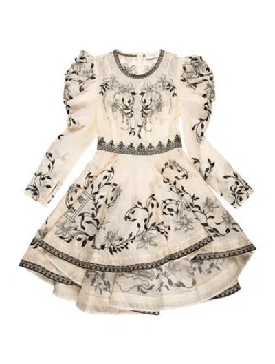 Pre-owned Zimmermann Linen Midi Length Dress In Neutrals